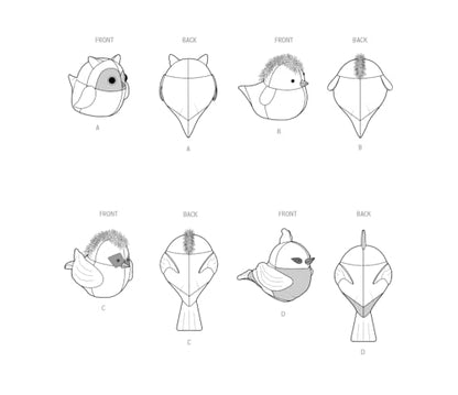 Simplicity S9972 Easy-to-Make Plush Birds Sewing Pattern, One Size