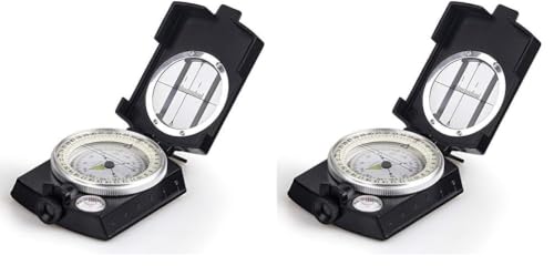 COSTIN Multifunctional Compass, Metal Military Waterproof High Accuracy Compass with Map Measurer, Distance Calculator,Bubble Level Perfect for Outdoor Activities, Matte Black - size: 1 Count (Pack of 2)