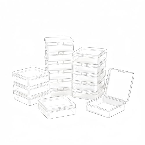 LJY 16 Clear Square Plastic Boxes, 3.3 x 3.3 x 1.1 in for Craft Kits - size: Single Size (3.3 x 3.3 x 1.1 inch)