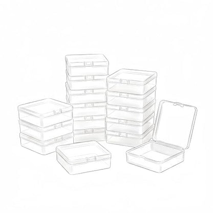 LJY 16 Clear Square Plastic Boxes, 3.3 x 3.3 x 1.1 in for Craft Kits - size: Single Size (3.3 x 3.3 x 1.1 inch)