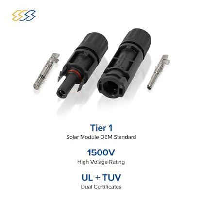Solar Connectors Kit, 1500V - Waterproof IP68, High Conductivity for 10-14AWG Wires, Includes Spanners - Inspected & Kitted in the USA (6 Pairs - 12 Pcs) - style: 6 Pairs - 12 Pcs