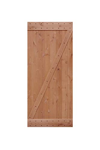 LUBANN 36 in. x 84 in. Rustic Z-Brace Hardwood Barn Door Unfinished Knotty Alder Solid Wood Barn Door Slab - size: 36X84 Z Brace
