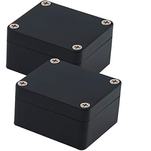 Junction Box, Zulkit Project Box IP65 Waterproof Outdoor Box ABS Plastic Electrical Boxes Electronic Enclosure Black 2.48 x 2.28 x 1.38 inch (63 x 58 x 35mm) (Pack of 2) - size: 2.48" x 2.28'' x 1.38''(Pack of 2)