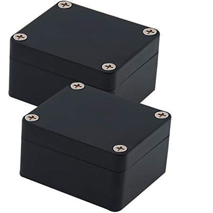 Junction Box, Zulkit Project Box IP65 Waterproof Outdoor Box ABS Plastic Electrical Boxes Electronic Enclosure Black 2.48 x 2.28 x 1.38 inch (63 x 58 x 35mm) (Pack of 2) - size: 2.48" x 2.28'' x 1.38''(Pack of 2)