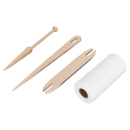 Cotton Warp Thread Kit, Premium 1mm Hand Weaving Supplies with Big Eye Needle and Wooden Rod for Tapestry Crafting, Knitting Projects, 250m Natural Cotton Yarn for Beginners