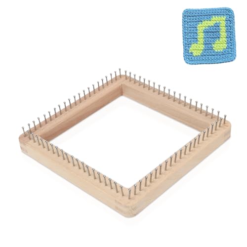 HERCHR Wooden Knitting Loom, Wooden Loom Frame Weaving Loom DIY Solid Wood Multifunctional Blanket Crochet Loom Knitting Board Loom Tool for DIY Weaving Beginner Children Adults, 20 * 20cm - color: 20*20CM