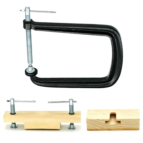 Acoustic Guitar Bridge Clamp, C-Shape Sturdy Iron Repair Tool with Wooden Fixture, Universal Folk Guitar Bridge Home/Professional Luthier Tool for Guitar Bridge Installation & Maintenance