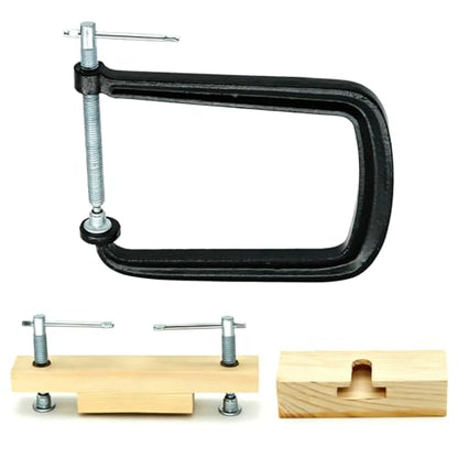 Acoustic Guitar Bridge Clamp, C-Shape Sturdy Iron Repair Tool with Wooden Fixture, Universal Folk Guitar Bridge Home/Professional Luthier Tool for Guitar Bridge Installation & Maintenance