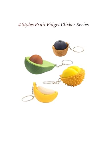 Fruit Fidget Clicker Toy with Mechanical Switch, 3D Printed ASMR Stress Relief Keychain, Cute Banana Sensory Fidget Toy for Teens & Adults Ages 14+