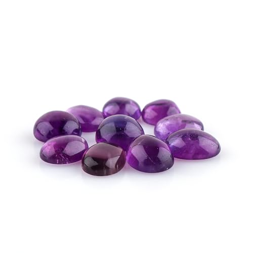 CRYSTALIS Wholesale 10pcs Natural Amethyst Loose Gemstone Bulk Cabochons Jewelry Making Supply, Chakra Healing Polished Stones, Wire Wrapping, DIY, Gem Collection, Mix-Shape, 8-15mm