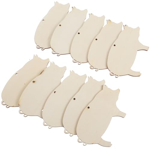 Toyvian 10 Pack Pig Shape Wooden Gift Tags Blank Unfinished Wood Label Tags with Ropes 3.70 X 2.12 X 0.11 in for Wedding Decor Name Tags DIY Painting Home Craft Projects
