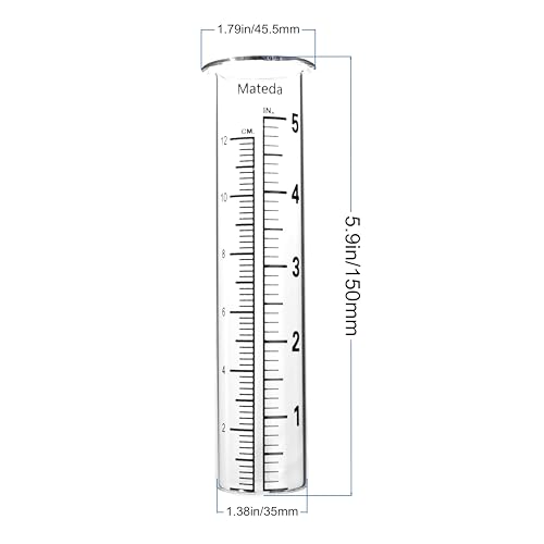 5 inch Capacity Rain Gauge with Stainless Steel Fence Mounting Rack Holder with 2 Pcs Replacement Tube Glass, Post Mount Rain Gauge for Yard Garden Outdoor Home