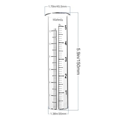 5 inch Capacity Rain Gauge with Stainless Steel Fence Mounting Rack Holder with 2 Pcs Replacement Tube Glass, Post Mount Rain Gauge for Yard Garden Outdoor Home