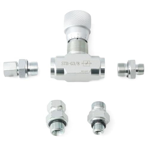 STB-G3/8 Hydraulic Flow Control Valve Compatible with Mini Excavator, 3/8" L08 M14 Connection Silver Replacement Parts 5 Pcs