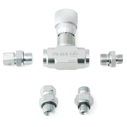 STB-G3/8 Hydraulic Flow Control Valve Compatible with Mini Excavator, 3/8" L08 M14 Connection Silver Replacement Parts 5 Pcs