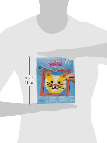 Colorbok 59338 Cat Learn to Sew Needlepoint Kit, 6-Inch by 6-Inch Pink Frame