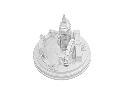 London City Skyline 3D Model Round Matte White 5 1/2 inches