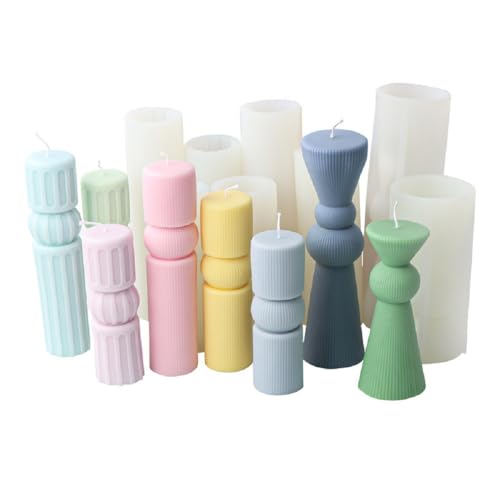 Hourglass Geometric Pillar Silicone Candle Mold Wax Striped Column Mould - size: Hourglass S