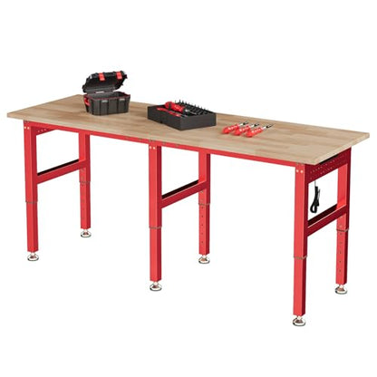 SPECRAFT 72-Inch Red Adjustable Heavy-Duty Workbench - color: Red, size: Standard/72"x24"