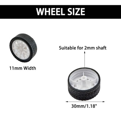 20PCS Toy Car Wheel Model Car Rubber Tire Wheel with 10PCS Round Shaft Axles for for RC Car Truck Robot Boat Helicopter DIY Model Toy Part (Red) - color: Red