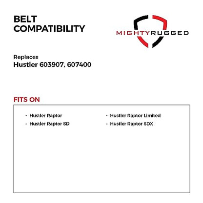 MightyRugged 603907 Hustler Pump Drive Belt Replacement - 51" - Heavy-Duty, Durable, Cogged V-Belt for Hustler Raptor, Raptor Limited, Raptor SD, Raptor SDX Mowers - Replaces OEM Parts 607400, 603907 - size: 51" x 1/2"