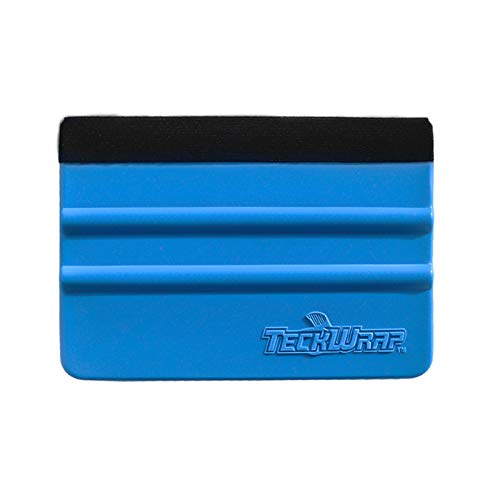 TECKWRAP Plastic Felt Edge Squeegee 4 Inch for Car Vinyl Scraper Decal Applicator Tool 1 pcs (with Black Felt Edge) - color: 1pcs Blue
