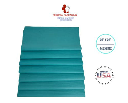 Teal Tissue Paper Squares, Bulk 24 Sheets, Premium Gift Wrap and Art Supplies for Birthdays, Holidays, or Presents by Feronia packaging, Large 20 Inch x 26 Inch - color: Teal