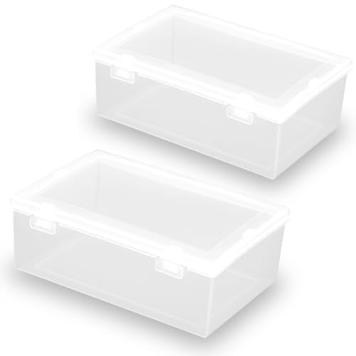 2 Pcs Rectangle Clear Plastic Beads Storage Containers Box (6.22x4.09x2.28inch) with Lid for Collecting Small Items, Beads, Game Pieces, Business Cards, Crafts Accessories - size: 6.22 x 4.09 x 2.28 Inch