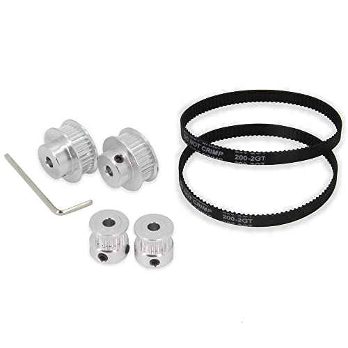 2PCS Set GT2 Synchronous Wheel 20&36 Teeth 5mm Bore Aluminum Timing Pulleys with 2PCS Length 200mm Width 6mm Belt (20-36T-5B-6) - style: 20-36T-5B-6