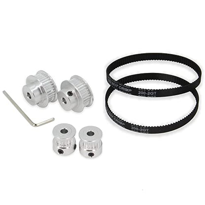 2PCS Set GT2 Synchronous Wheel 20&36 Teeth 5mm Bore Aluminum Timing Pulleys with 2PCS Length 200mm Width 6mm Belt (20-36T-5B-6) - style: 20-36T-5B-6