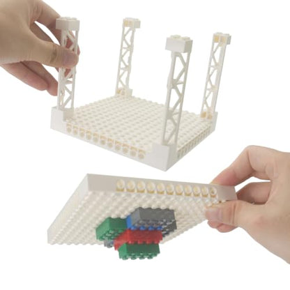 18pcs Plates 16x16 with Support Girder Brick Set Multi-Layer Parking Garage - color: White, size: 18 PCS