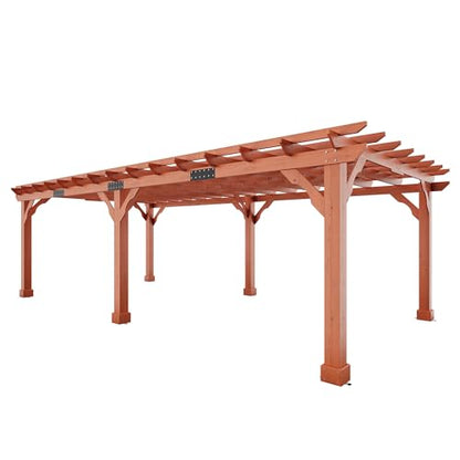 AMERLIFE 12x24 FT Outdoor Wooden Pergola, Large Wood Pergola for Backyard & Patio, Solid Cedar Wood Gazebo Structure with Flip Roof Design for Garden, Poolside & Outdoor Entertaining - size: 12x24 FT