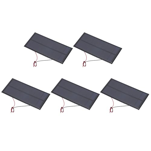 MECCANIXITY 5 Pcs 5V 1W 200mA Mini Solar Panels, Small Polycrystalline Solar Cell Panel with 2 Cable for DIY Electric Toy Materials Kits Charger, 130mm x 60mm - style: 5V 1W 200mA