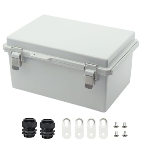 Zulkit Junction Box ABS Plastic Dustproof Waterproof IP67 Electrical Boxes Hinged Shell Outdoor Universal Project Enclosure Grey, Stainless Steel Buckles 11.4 x7.5 x 5.5 Inch - size: 11.4"x7.5"x5.5" GC k