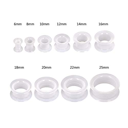 Oyaface 20 PCS Piercing Tunnel Set Soft/Hard Silicone Flesh Ear Plugs 2g-25mm Flexible Ear Stretching Gauge Expander - color: Clear