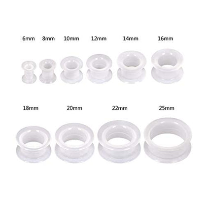 Oyaface 20 PCS Piercing Tunnel Set Soft/Hard Silicone Flesh Ear Plugs 2g-25mm Flexible Ear Stretching Gauge Expander - color: Clear