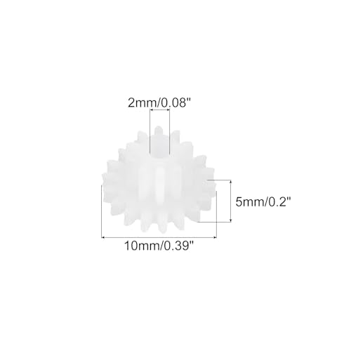 MECCANIXITY 20 Pcs Plastic Gears 18 Teeth Plastic Motor Gear Model 18102A Reduction Gear for RC Car Model DIY Robot (White, Module 0.5)