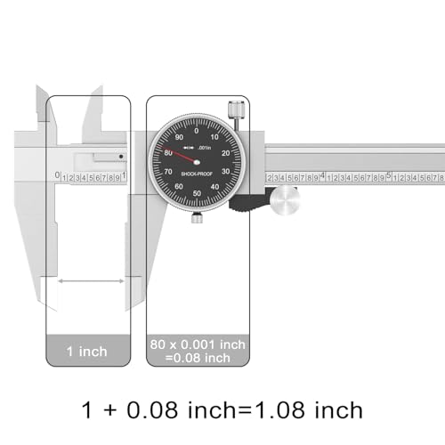 HDLNKAK Dial Caliper Shockproof with Watch 0-6" Range （Black） - color: Black