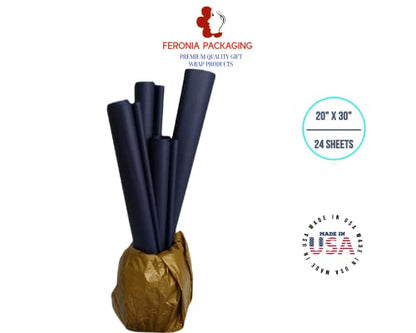 Navy Blue Tissue Paper Squares, Bulk 24 Sheets, Premium Gift Wrap and Art Supplies for Birthdays, Holidays, or Presents by Feronia packaging, Large 20 Inch x 30 Inch - color: NavyBlue