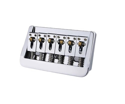 Guyker Adjustable Guitar Bridge, 10.5mm String Space Copper Fixed Saddles Bridge with Zinc Block Replacement Part for 6 String Electric Guitar (GG2006, Chrome) - color: Chrome