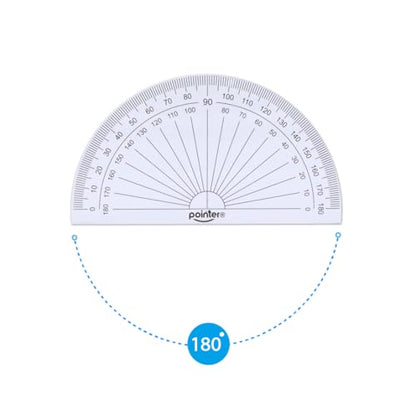 Pointer Math Set 7 Pieces Geometry Kit– Includes Compass, Ruler, Protractor & More – 1 Random Color from 3, Back-to-School Geometry Kit for Students