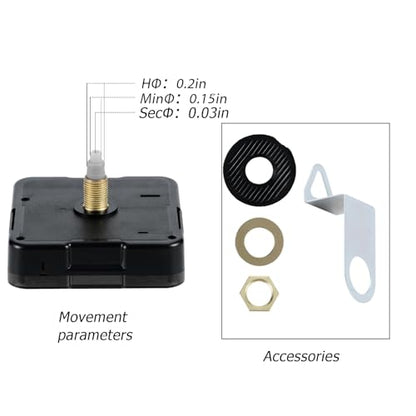 Roymnie Clock Mechanism Replacement Battery Operated Silent Short Shaft Kit - size: 12 mm