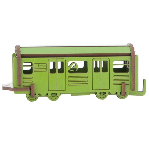 Little & Wood: Woodlet: Medium - NYC Subway 4 Train - Green, 3D Wooden Kit-Set, City Transportation Puzzle, Easy Assembly, Pop Build Fun, Ages 6+ - style: NYC Subway 4 Train