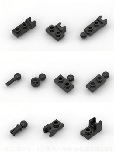 88 PCS Small Ball and Socket Joints Pieces Compatible with Lego Pieces, Black 10 Sizes Ball Joint Socket Connectors, Figure Limb Building Blocks Bulk, Universal Joint Axle MOC Parts - color: Black