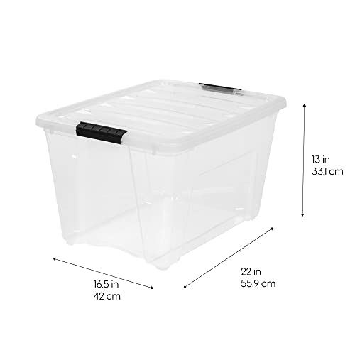 IRIS USA 3-Drawer Rolling Storage Cart, Black/Clear - size: 54 Qt, style: 4 Pack