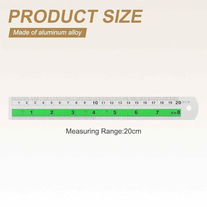 HARFINGTON 2pcs Metal Straight Ruler 20cm Metric SAE Aluminum Alloy Measuring Rulers Scale Tool with Hole for Measure Study Reading Classroom Office, Green - color: Green, size: 20cm