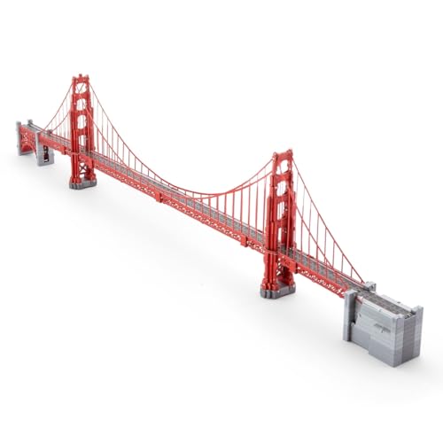 Fascinations Metal Earth Premium Golden Gate Bridge 3D Metal Model Kit Bundle with Tweezers