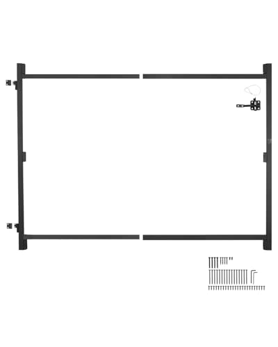VEVOR Gate Building Kit, Fits 36 to 60 in Wide Openings, Up from 6 to 7 ft High Fence, Adjustable Gate Building Kit, Anti Sag Full Gate Frame Kit with Latch Lock and Screws, for Wooden Fence, Iron - size: 36"-60" wide openings, 6'-7' high