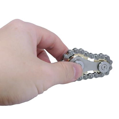 Fidget Spinner, Sprocket Linkage Bike Chain Spinner Design 2 Gears Figity Spin Finger Games, Metal Stainless Steel Durable Mechanics, Premium Figit Toy - Gold - color: Gold