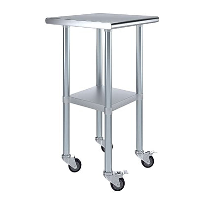AmGood 20 in. x 20 in. Stainless Steel Work Table with Wheels | Metal Kitchen Food Prep Table | NSF - size: 20 in. Long x 20 in. Deep with Wheels